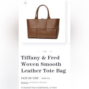 Tiffany & Fred Brown Woven Leather Tote
